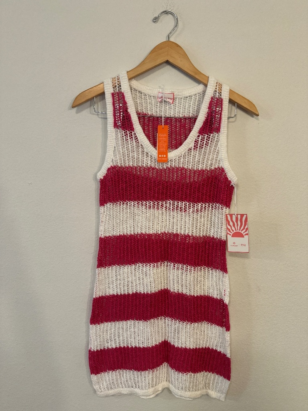 Sundry x PQ Swim Fuchsia Mesh Tank Sweater Dress NWT